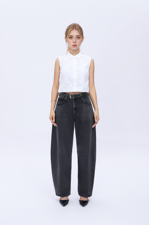 High Waist Barrel Leg Leans By No Brand Womens High Waist Casual Denim Pants