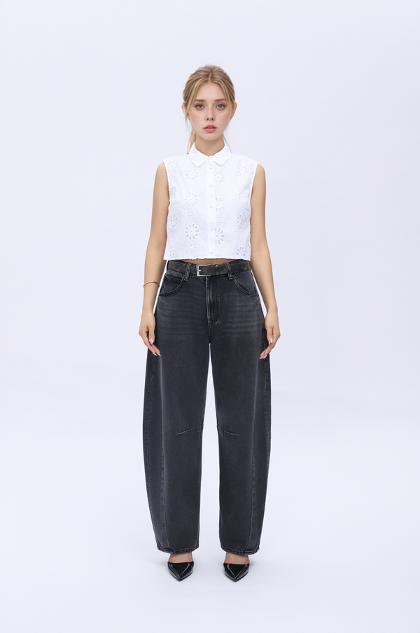 High Waist Barrel Leg Leans By No Brand Womens High Waist Casual Denim Pants