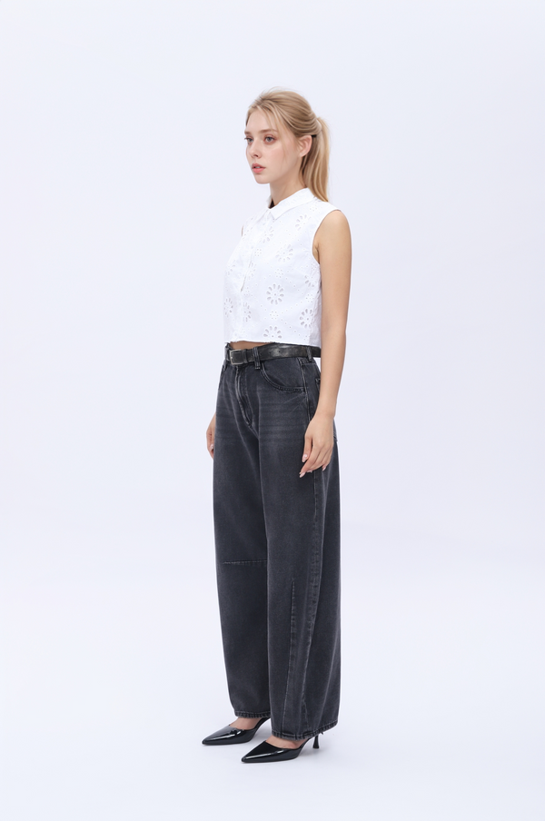 High Waist Barrel Leg Leans By No Brand Womens High Waist Casual Denim Pants