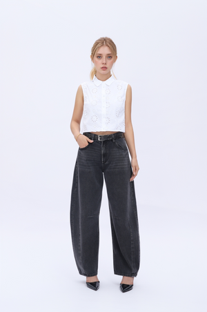 High Waist Barrel Leg Leans By No Brand Womens High Waist Casual Denim Pants