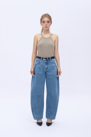 High Waist Barrel Leg Leans By No Brand Womens High Waist Casual Denim Pants