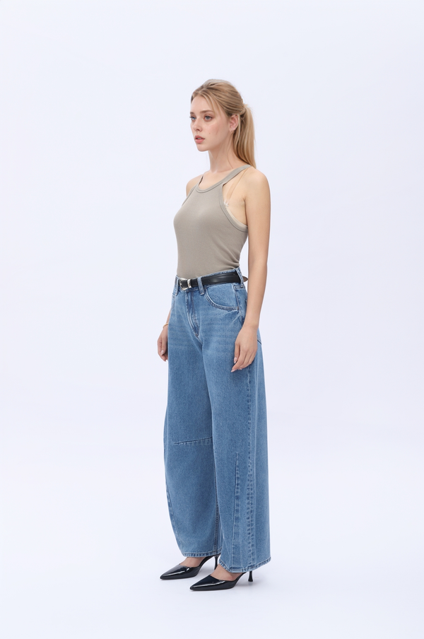 High Waist Barrel Leg Leans By No Brand Womens High Waist Casual Denim Pants