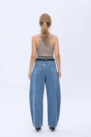 High Waist Barrel Leg Leans By No Brand Womens High Waist Casual Denim Pants