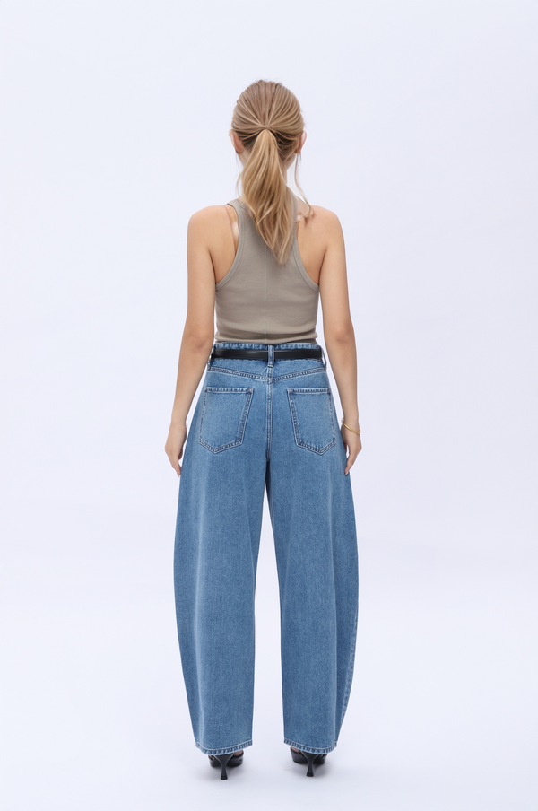 High Waist Barrel Leg Leans By No Brand Womens High Waist Casual Denim Pants