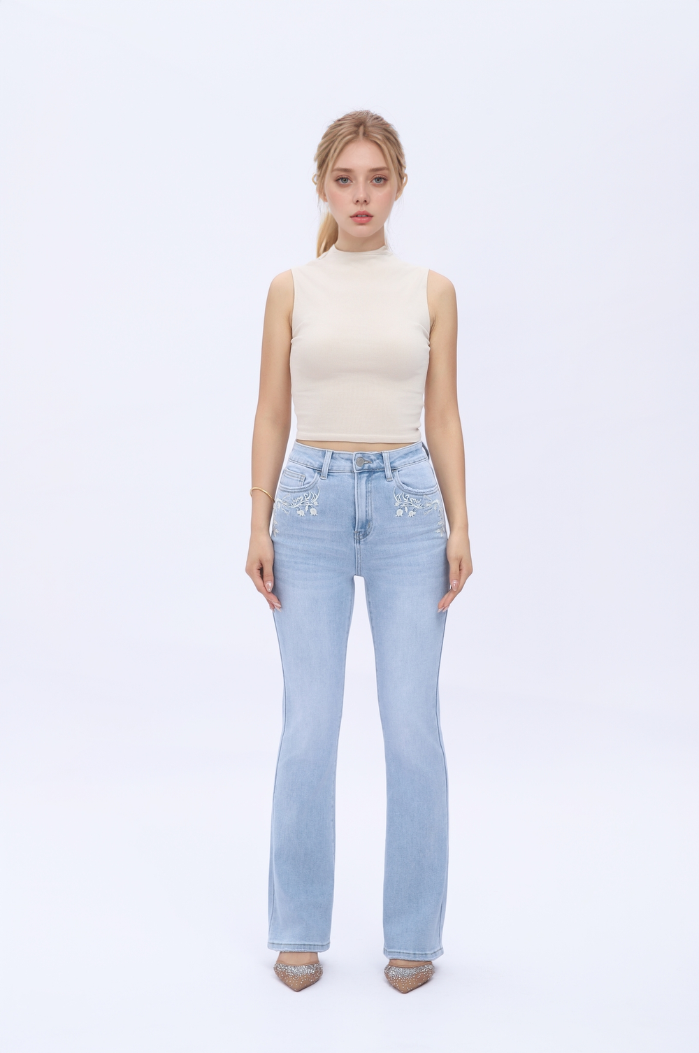 Women's Straight Leg Jeans High Stretchy Mid Rise Trendy Straight Leg Jeans Classic Fit Denim Jeans for Women