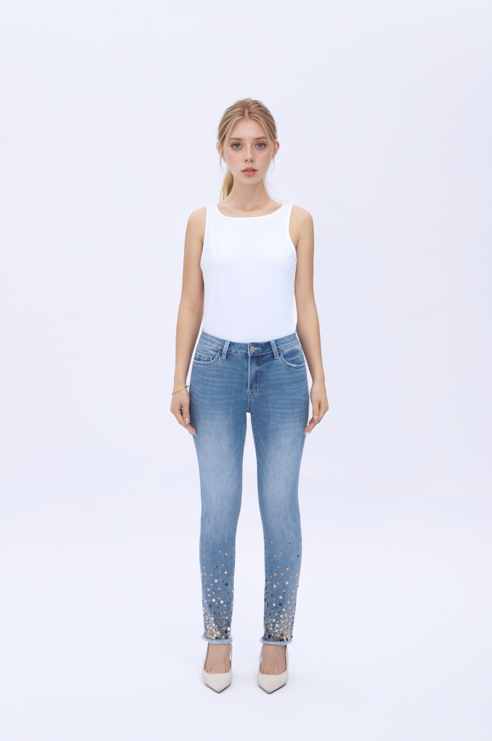 ONESO Women's Straight Leg Jeans High Stretchy Mid Rise Trendy Straight Leg Jeans Classic Fit Denim Jeans for Women