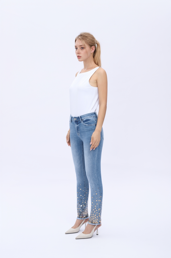 ONESO Women's Straight Leg Jeans High Stretchy Mid Rise Trendy Straight Leg Jeans Classic Fit Denim Jeans for Women
