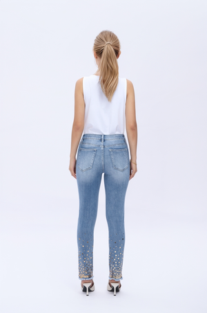 ONESO Women's Straight Leg Jeans High Stretchy Mid Rise Trendy Straight Leg Jeans Classic Fit Denim Jeans for Women