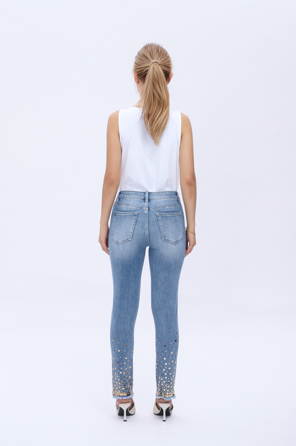 ONESO Women's Straight Leg Jeans High Stretchy Mid Rise Trendy Straight Leg Jeans Classic Fit Denim Jeans for Women
