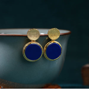 Lapis lazuli silver needle earrings