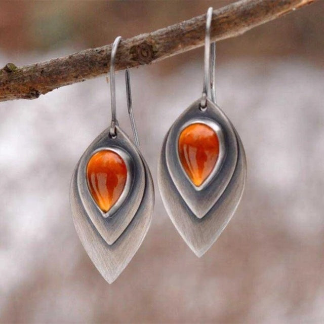 Vintage Orange Stone Earrings