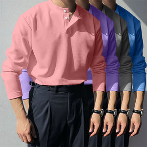 Gentlemans simple design knitting long sleeve polo shirt