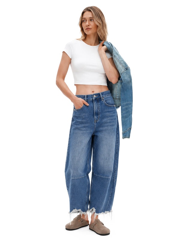 ONESO Vintage High Rise Barrel Jeans