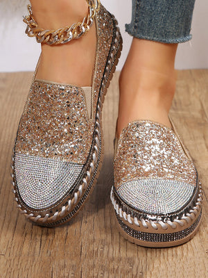 Rhinestone Sequin Slip-on Loafer Shoes