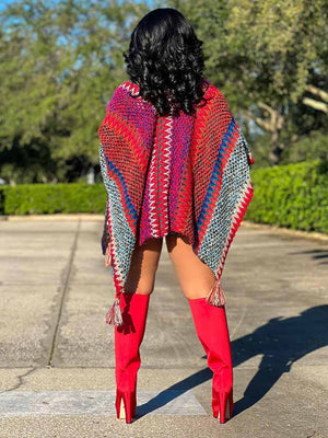 Knit Fringe Poncho