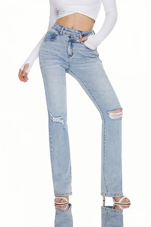 ONESO Women Bootcut Ripped Wide Leg Jeans