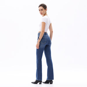 ONESO Classic Straight Leg High Rise Jeans Casual Distressed Denim Vintage Wash Women Jeans