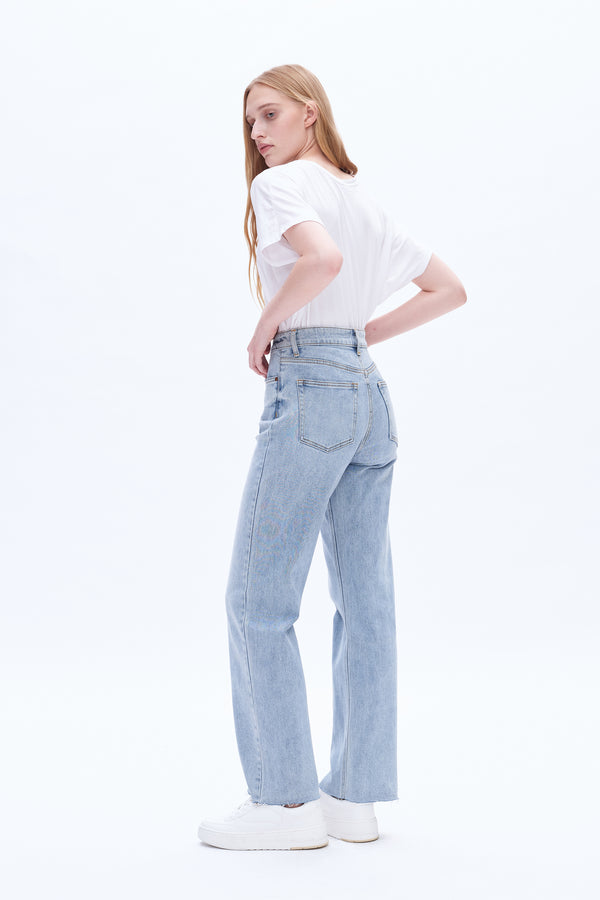 Women High Rise Stretch Wide Leg Jeans BYW8066