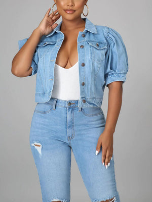 Puff Short Sleeve Denim Jacket