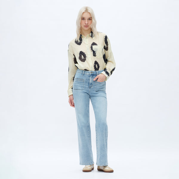 ONESO Women High Waist Wide Leg Jeans Retro Vintage Style Fit Comfortable Everyday Jeans