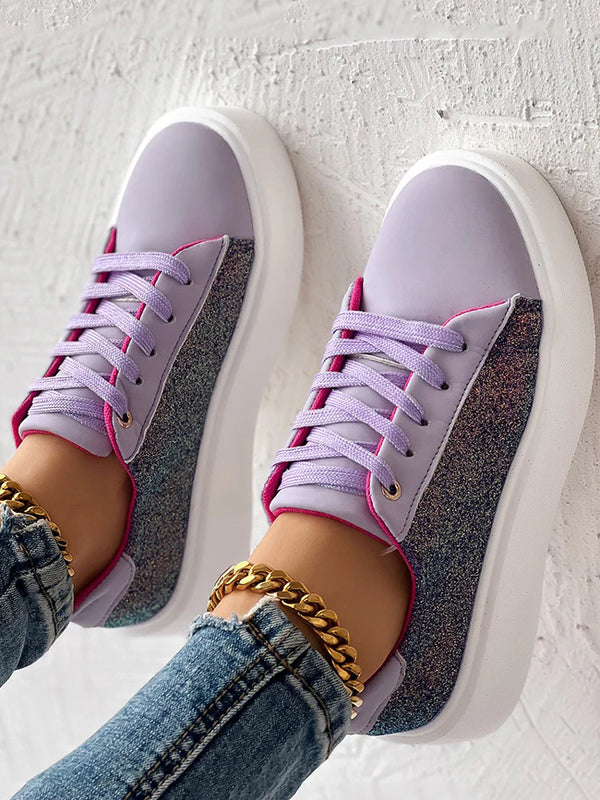 Glitter Lace-up Platform Sneakers