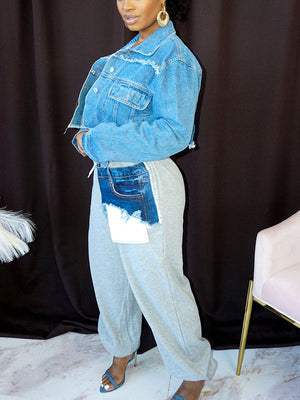 Mixed Up Denim Sweatpants