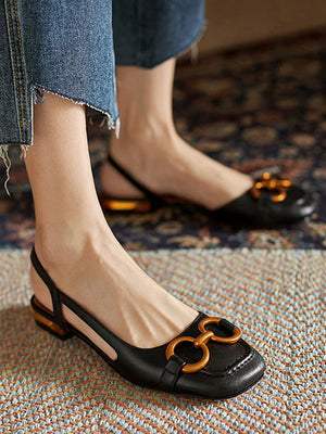 Square Closed Toe Block Sandals