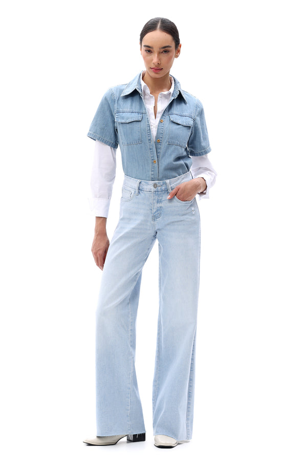 ONESO Women Effortless Mid Rise Wide Leg Jeans