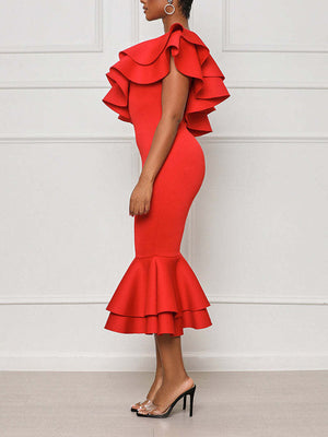 Ruffle One Shoulder Dress