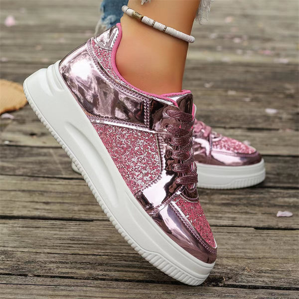 Lace Up Sneakers Glitter Shiny