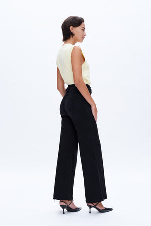 Utility Patch Pocket High Rise Wide Leg Jeans