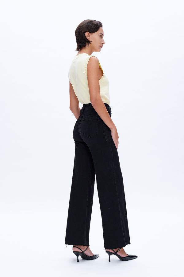 Utility Patch Pocket High Rise Wide Leg Jeans