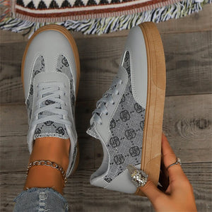 Flat Printed Casual Round Toe Sneakers