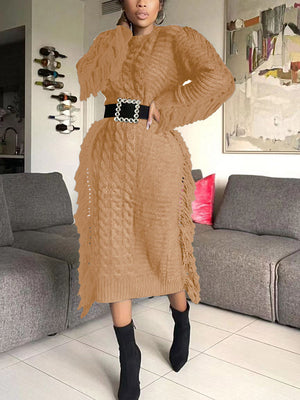 Knitted Tassel Sweater Dress