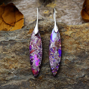 Leaf Purple Pendant Earrings