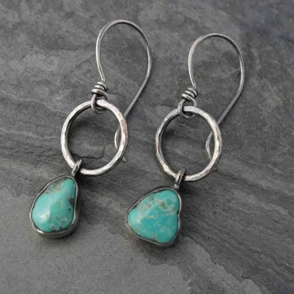 Vintage Natural Turquoise Stone Earrings