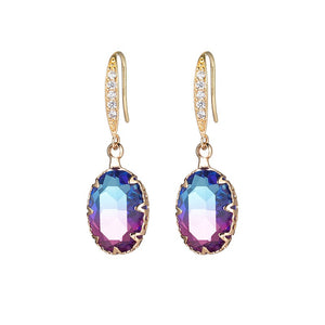 Elliptical gemstone earrings