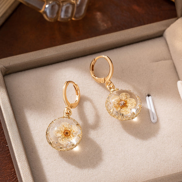 Transparent Round Glass Ball Earrings