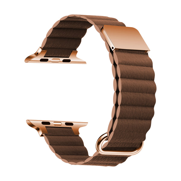 Men's Genuine Leather Magnetic Reverse Buckle Loop Strap