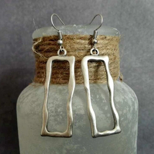 Vintage Rectangular Silver Earrings