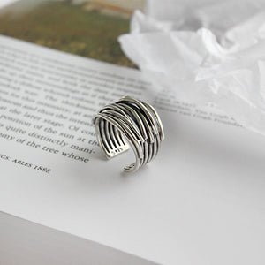 925 Sterling Silver Adjustable Layered Ring