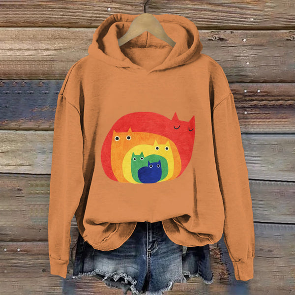 Abstract Creative Cute Cat Print Art Women's Hoodie