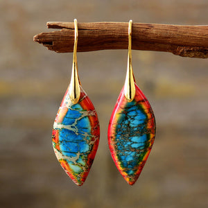 Emperor Stone Leaf Pendant Earrings