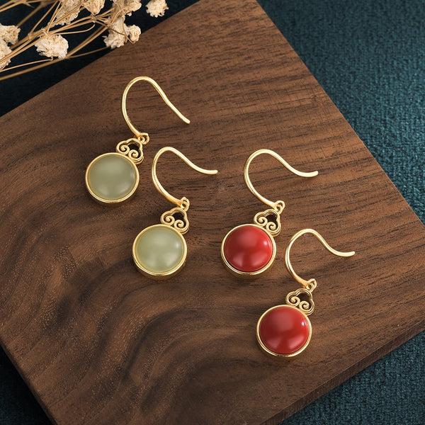 Inlaid gemstone earrings