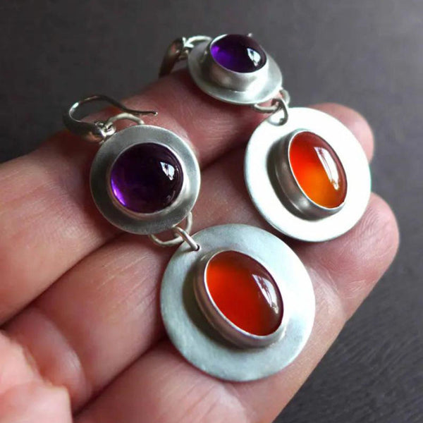 Purple orange earrings