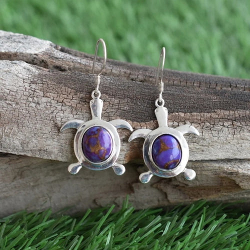 Purple Turtle Earrings