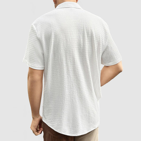 Men's Everyday Casual Cotton Textured Short Sleeve Shirt