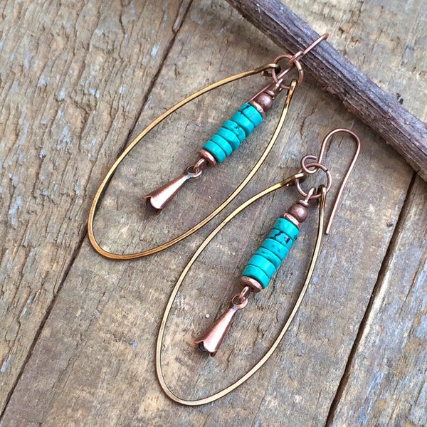 Vintage Turquoise Beaded Pendant Earrings