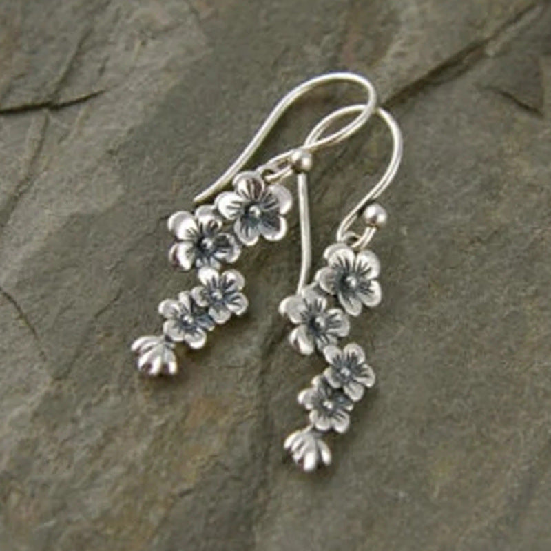 Ancient Silver Flower Earrings