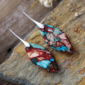 Emperor Stone Leaf Pendant Earrings